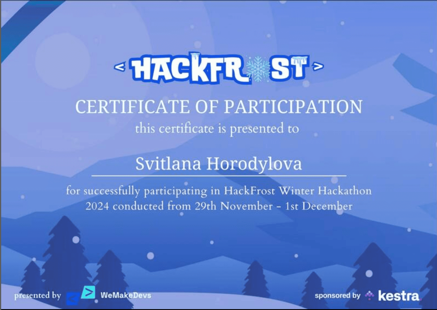 HackFrost Winter Hackathon